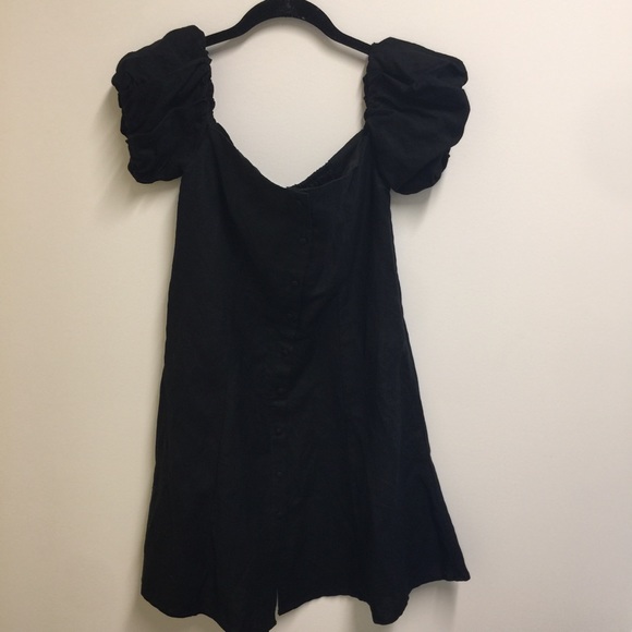 zara black linen dress